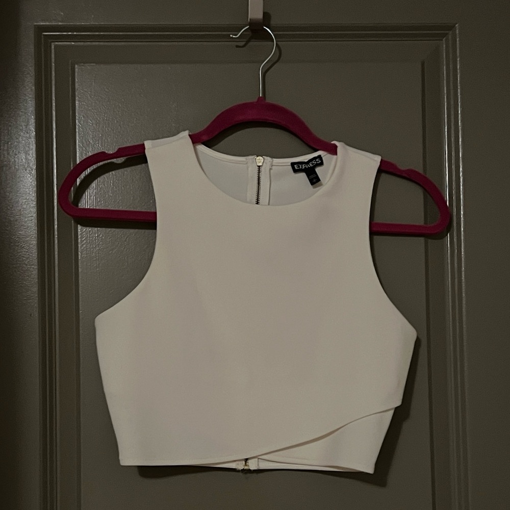 Cream cutout crop top